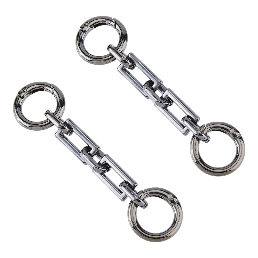 Hobbspring 2Pcs Purse Strap Extender Women Zinc Alloy Bag Extender Chain with Clasps Flat Chain Gunmetal Handbags Bag Replacement Chain Accessoies for Handbags Shoulder Bag Purses