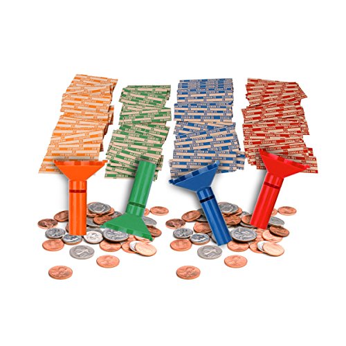Coin Counters Tray & 4 Color-Coded Coin Sorters Tubes Bundled with 100-Count Assorted Coin Wrappers - Thumbnail 6