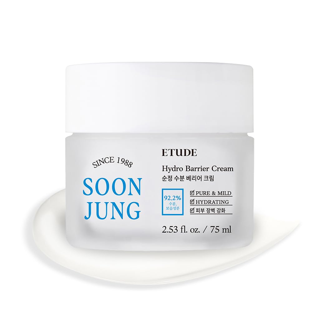 ETUDE Soonjung Hydro Barrier Cream Big Size, Face Moisturizer for Sensitive Skin, Moisturizing and Soothing Cream, 92.2% Hydrating Ingredients, Low pH Level 5.5, Korean Skin Care, Beauty (2.53 Fl Oz)