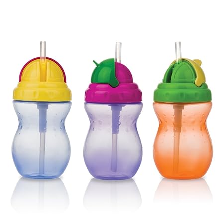 Nuby ID9688A Trinkhalm-Flasche, 295 ml