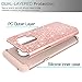 Samsung Galaxy S9 Glitter Case for Girls Women, LeYi Bling Cute Design [PC Silicone Leather] Dual Layer Heavy Duty Protective Phone Case for Galaxy S9 TP Rose Gold