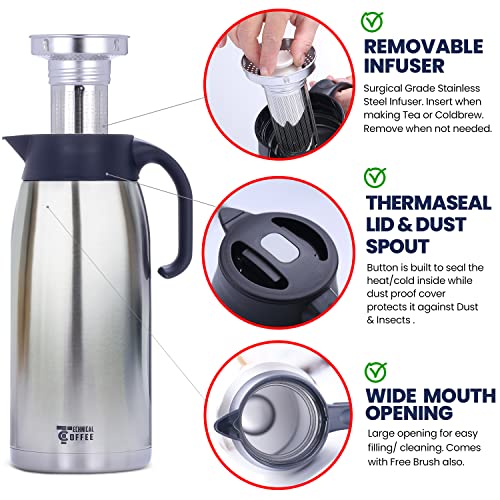 Coffee carafe & Tea carafe in one. 68oz 12hr heat retention ideal for