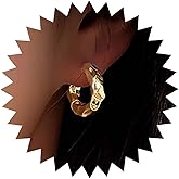 Sttiafay Boho Hammered Hoop Earrings Gold Thick Hoop Huggie Earrings Hollow Circle Drop Earrings Chunky Circle Stud Earrings Jewelry for Women and Girls