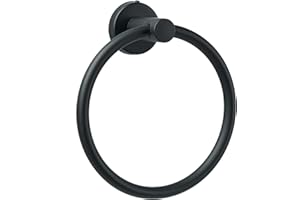 JUTOROSY Towel Ring for Bathroom Wall, Black Hand Towel Holder, Modern Bath Hand Towel Ring Stainless Steel Round Towel Holder for Bathroom & Kitchen