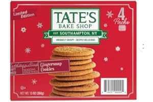 TATE'S Bake Shop Limited Edition Holiday Gingersnap Cookies, 13 Oz Box, 4 Pack, Uniquely Crispy