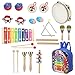 Sokoni Toy Wooden Kids Percussion Educational Musical Instrument Set for Children Preschool Toddlers with Xylophone Triangle Tambourine for Kids - Storage Backpack and Activity eBook BONUS (BLUE)