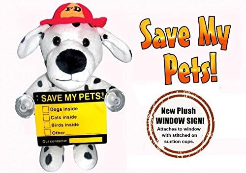 Messenger Pet FD0713 Save My Pets Fireman Dog 3-D Plush Window Sign - 2 Pack