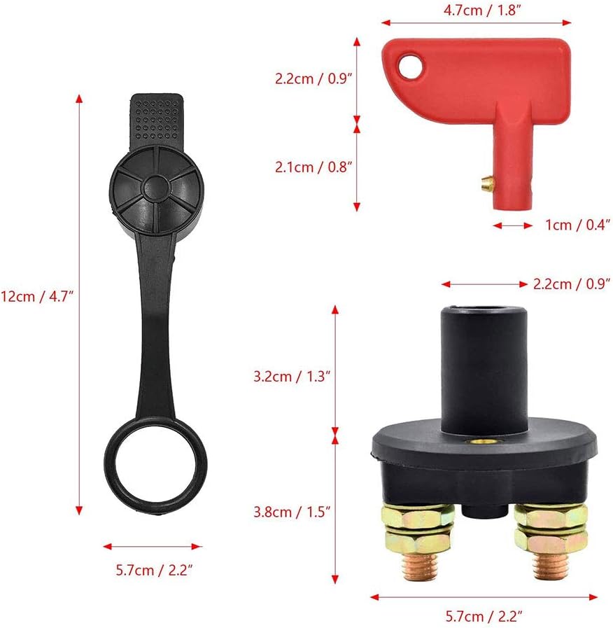 Battery Isolator Cut Off Switch - 12V/24V Automotive Emergency Power Kill Disconnector for Car, black - Image 5