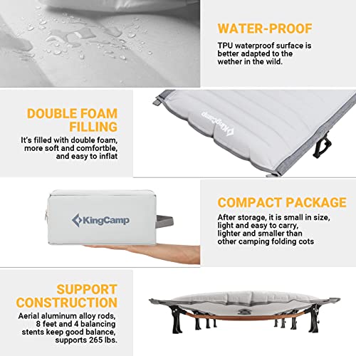 KingCamp Ultralight Camping Cots Inflatable Folding Cot Sturdy Portable