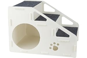 Pet Steps - 4-Step Non-Slip Cat and Dog Stairs with Built-in Cave Ramp, Soft Climbing Aid for Small Medium Large Pets, Ideal 