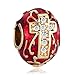 Pugster Red Drip Gum Celtic Cross Clear Swarovski Elements Crystal Faberge Egg Beads Fits Pandora Charms