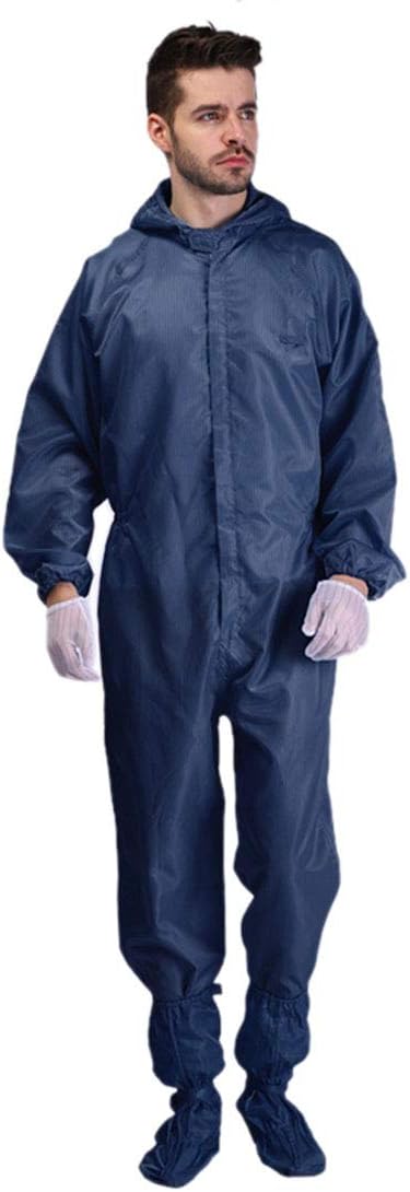 MJL Men Women Isolation Gown Coverall Surgical Anti-Static Protective Clothing Navy L