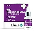 The Derma Co 10% Niacinamide Face Serum for Acne Marks | Enriched with Zinc & Vitamin B3 | Lightweight Daily Serum for Clearer Skin | Day & Night Use | 0.33 Fl Oz (10ml)