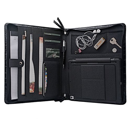 iPad Keyboard Portfolio, Zipper Padfolio Organizer Folio Case with Bluetooth Keyboard for 9.7 inch iPad Pro