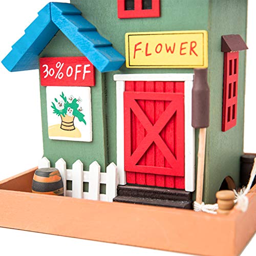 MEWANG Hanging Colourful Bird Feeder Garden Country Cottages Wooden Bird Feeder Height 9"