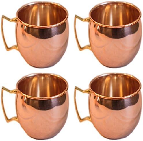 Moscow Mule 100 % Solid Pure Copper Mugs/Cups - Set of 4(16-ounce/Set of 4, Smooth) by galaxy hub