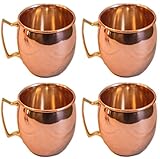 Moscow Mule 100 % Solid Pure Copper Mugs/Cups - Set of 4(16-ounce/Set of 4, Smooth) by galaxy hub