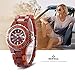 GBlife Bewell ZS-100BL Women Wooden Quartz Watch Metal Case Retro Wrist Watch (RED SANDALWOOD)