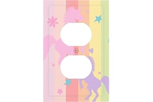 SHINYLUCK Rainbow Unicorn 1 Gang Electrical Duplex Outlet Covers Light Switch Cover Kids Decorative for Nursery Boys Girls Teens Toddlers Room Decor Bedroom Bathroom Playroom 5"x3"