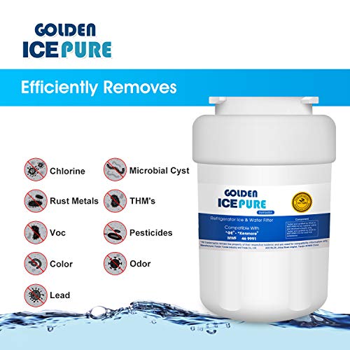 Golden Icepure MWF Replacement Refrigerator Water Filter, Compatible with GE MWF,SmartWater,FMG-1,MWFP,MWFA,GWF,GWFA,Kenmore 469991 (4-Pack) - Thumbnail 3