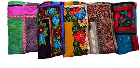 Lot of 5 Indian Sari Semi Georgette Multicolor Designer Sari Embridered Border Saree Printed Fabric Wholesale
