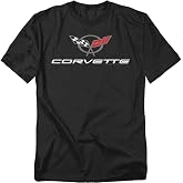 Popfunk Chevy Corvette Chevrolet Vintage GM Car Logo T Shirt (Corvette Logo - Black)