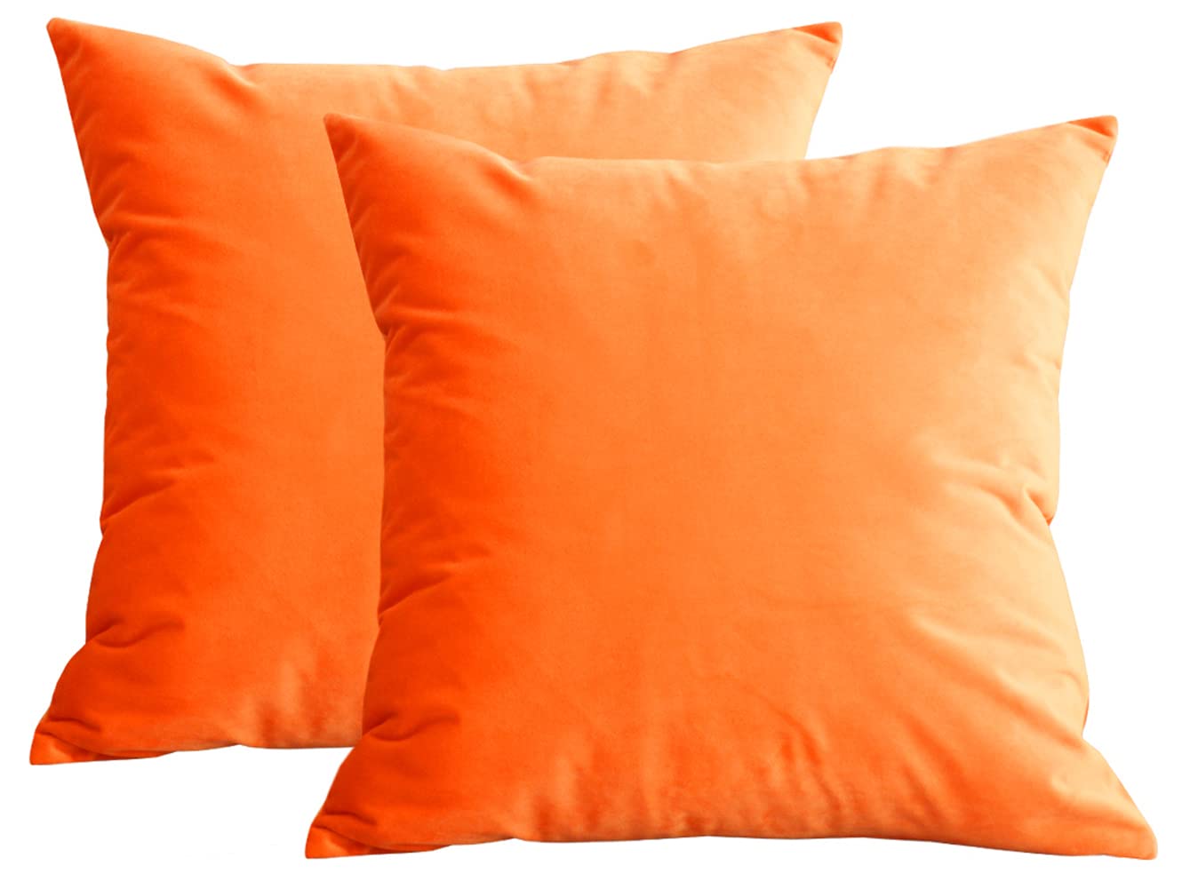 Lutanky Velvet Soft Throw Pillow Case Decorative Square Cushion Covers for Sofa Bedroom Living Room 20" X 20" （50 x 50 cm） Set of 2 Orange