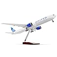 QIYUMOKE 1/150 Boeing 777-300ER United 18.5 inchs Large Model Diecast Airplane Model Kits with Stand Airlines Model Display Collectible for Aviation Enthusiast Gift