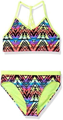 Angel Beach Big Girls' Swim Electrica Rainbow Bikini Set, Multi, 12