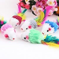 TeDUnaxxme Cat Toys Soft Fleece False Mouse Colorful Feather Funny Playing Mice 10Pcs/Lot