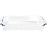 FOYO Basics Tempered Glass Baking Dish, 1.6 Quart Clear Oblong Dish Set, Casserole Dish Cooking Oven Bake