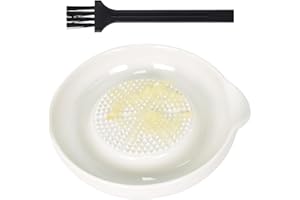 Ceramic Grater Plate, Dishwasher Safe Ginger Garlic Grater with Cleaning Brush, Multi-Purpose Ceramic Slicer for Vegetables, 