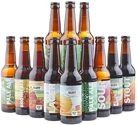 Beer Hawk Big Drop Alcohol Free Beer Selection โ 12 Beer Mixed Case - Non Alcoholic Craft Beer Gift Set