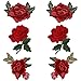 Comfun 12 Pack Sew On Red Rose Flower Patch Badge Embroidered Floral Applique Decorative Patches
