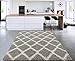 Sweet Home Stores Cozy Shag Collection Grey and Cream Moroccan Trellis Design Shag Rug (5'0'' X 7'0
