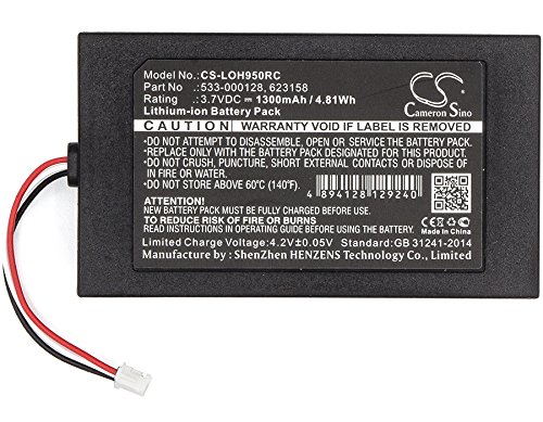 Cameron Sino Remote Control Battery for Logitech 533-000128 623158, Fits Logitech Harmony 950,915-000260,Elite,915-000257(Li-Polymer 3.70V 1300mAh / 4.81Wh)