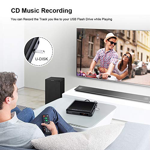 DVD Player for TV CD Player Portable Disc Player with Full HD Gueray Upscaling External HDD Playback DVD-R/RW CD-R/RW USB Port Remote Control DivX AV Audio