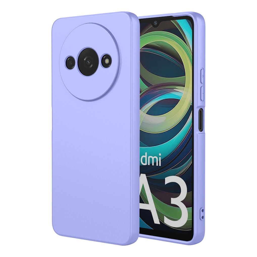 SEAHAI Case for Xiaomi Redmi A3, Ultra Thin Silky-Soft Touch Liquid Silicone Phone Cover with Shockproof Airbag Design, Premium TPU Bumper Fashion Case - Purple