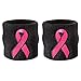 Suddora Pink Ribbon Wristbands - Breast Cancer Awareness Sweatband Pairs (Black)