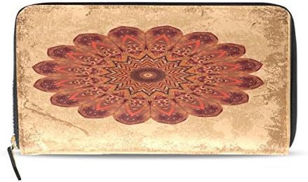 BYouLockX Women's Retro Mandala Pattern Long Leather Card Zipper Wallet Purse Clutch