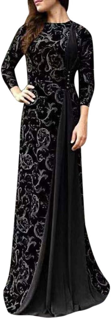 Maxi Dress for Women Floral Print Muslim Abaya Dubai Arabian Islamic Clothing Patchwork Kaftan Dresses