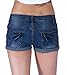 PHOENISING Women's Fashion Short Shorts Stylish Ripped Hole Jeans Roll-Over Hot Pants Dark Blue