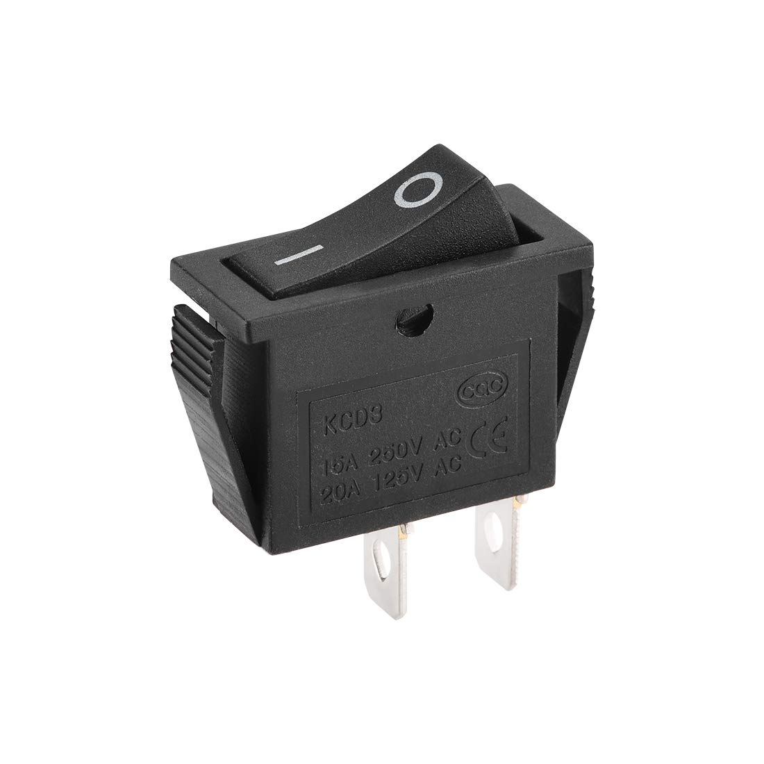 uxcell SPST Boat Rocker Switch Black Toggle Switch for Boat Marine 2pins ON/OFF AC 250V/15A 125V/20A 1pcs