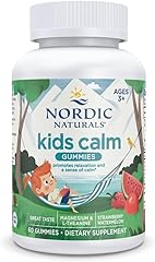 Nordic Naturals Kids Calm Gummies, Magnesium L-Theanine - 60 Gummies | Calming & Relaxation Support for Kids. Strawberry Wate
