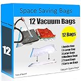 12 Space Saver Vacuum Storage Bags - Super Value Pack. Space saving bags like Ziploc Vacuum Seal bags - Tons of Space!