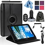EEEKit 4 Items Starter Kit for Verizon Ellipsis 10 4G LTE,Rotating Flip Stand Case Cover,Rapid USB Car Charger/Charging Cable and Earphone Headset