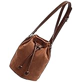 CAZSTYK Retro Suedes Bucket Bag With Adjustable Drawstring Closure Fashion Crossbody Bag Phone Pouches For Everyday Essential