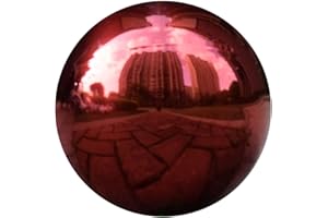 JforSJizT 14 inch Diameter Red Gazing Ball,Red Stainless Steel Polished Reflective Smooth Garden Sphere Globe Mirror,Colorful and Shiny Addition to Any Garden or Home