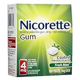 Nicorette Nicotine Gum, 4mg, Fresh Mint 100 ea