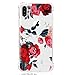 LUOLNH iPhone X Case,iPhone Xs Case with Flowers,Slim Shockproof Clear Floral Pattern Soft Flexible TPU Back Covercase for iPhone X/Xs -Red Rose